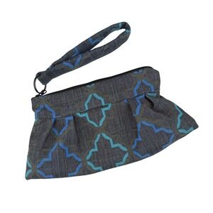 Maruca‎ Wristlet Zip Pouch Made USA Boulder CO Geometric Fabric Bag Boho Glam